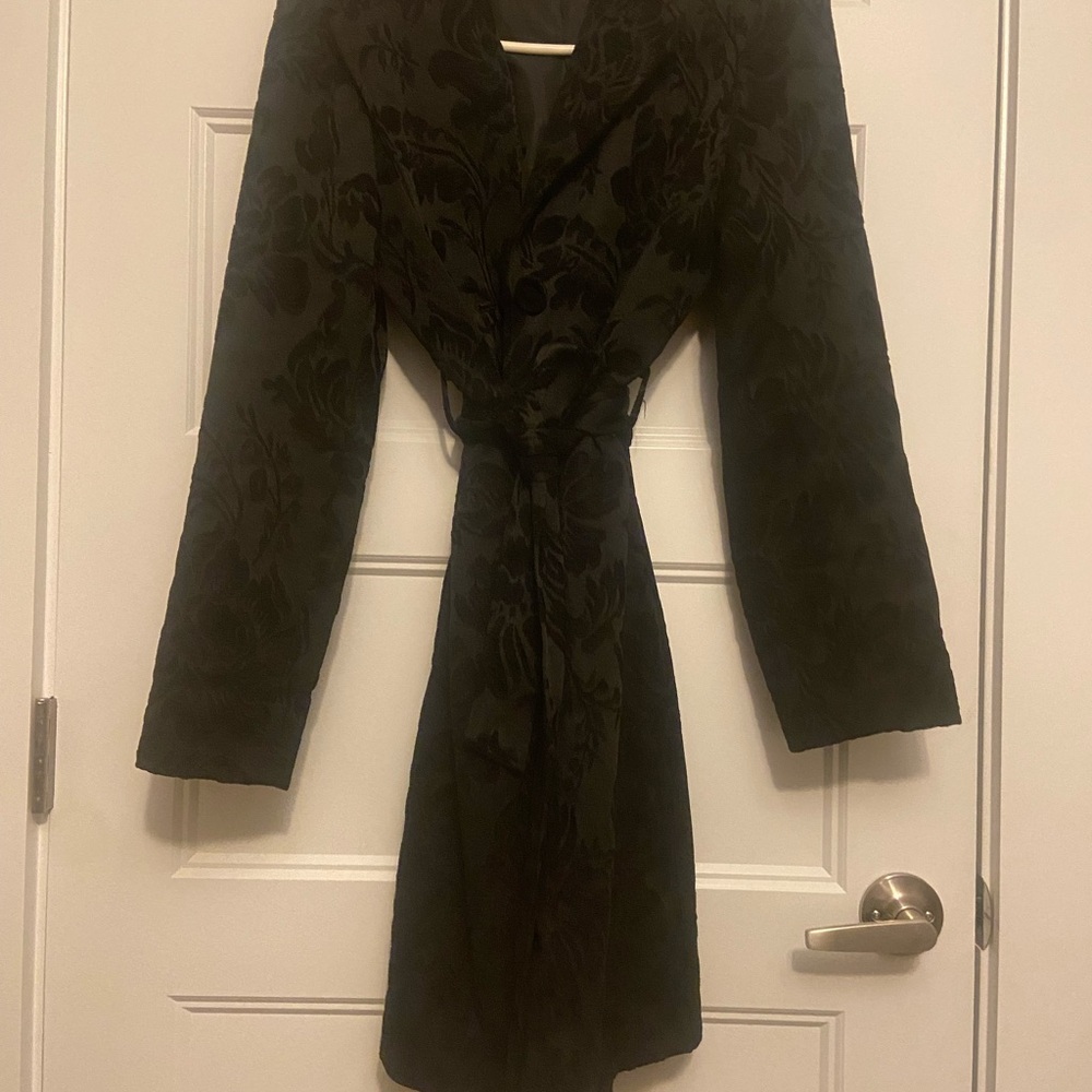 Elegant Black Floral Coat